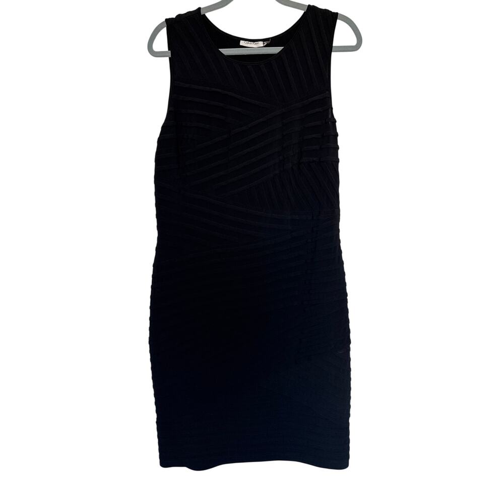 Calvin Klein Sleeveless Asymmetric Pleat Sheath Bodycon Dress, 14W